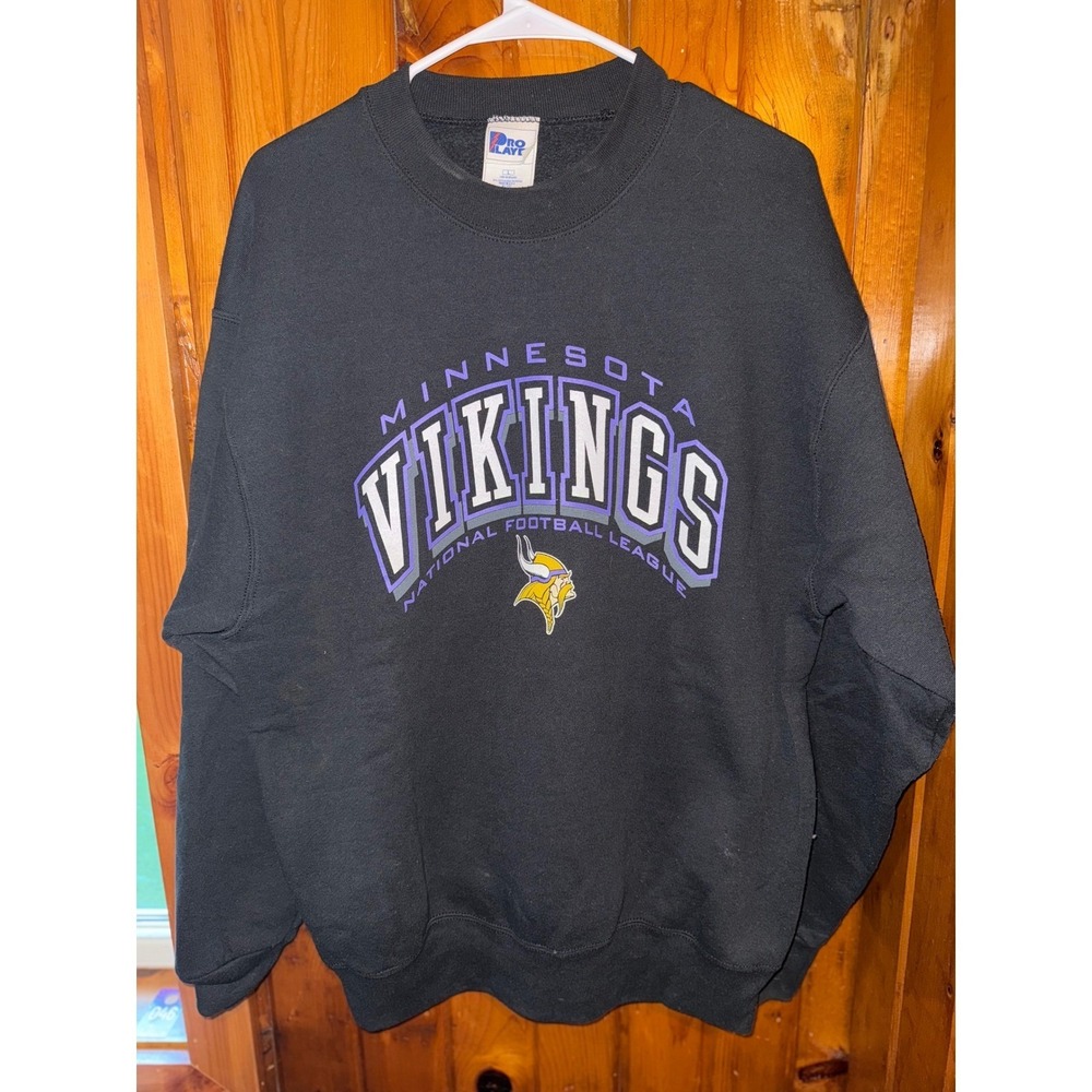 Minnesota Vikings NFL Football Y2K‎ Black Sweatshirt Vintage Mens SizeLarge